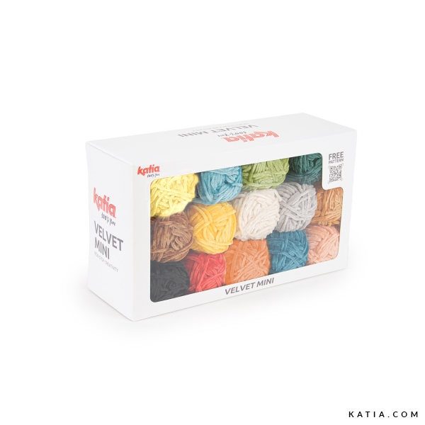 Katia Velvet Mini set:14 bolletjes kleurrijke chenille