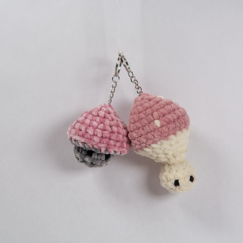 Keychain fidget mushroom (pink/white)